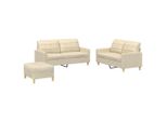 Vidaxl Set Divano 3 Pezzi Con Cuscini In Tessuto Crema