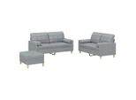 Vidaxl Set Divano 3 Pezzi Con Cuscini In Tessuto Grigio Chiaro