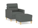 Vidaxl Poltrona Con Sgabello Grigio Scuro 60 Cm In Tessuto
