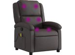 Vidaxl Sedia Per Massaggi Marrone Scuro In Vera Pelle