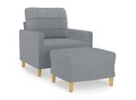 Vidaxl Poltrona Con Sgabello Grigio Chiaro 60 Cm Tessuto