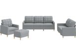 Vidaxl Set Di Divani 4 Pezzi Con Cuscini In Tessuto Grigio Chiaro