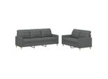 Vidaxl Set Divano 2 Pezzi Con Cuscini In Tessuto Grigio Scuro