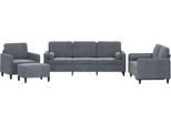 Vidaxl Set Di Divani 4 Pezzi Con Cuscini In Velluto Grigio Scuro