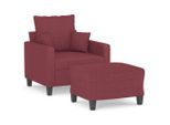 Vidaxl Poltrona Con Sgabello Rosso Vino 60 Cm In Tessuto