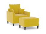 Vidaxl Poltrona Con Sgabello Giallo 60 Cm In Velluto