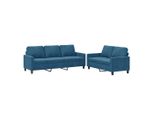 Vidaxl Set Divano 2 Pezzi Con Cuscini In Velluto Blu