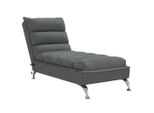Chaise Longue Da Massaggio Con Cuscino In Tessuto Grigio Scuro