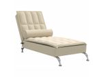 Chaise Longue Da Massaggio Con Bolster In Tessuto Crema