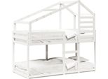 Vidaxl Letto A Castello Con Tetto Bianco 75X190 Cm In Legno Di Pino Massiccio