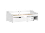 Letto Da Giorno Con 3 Cassetti Irun White 90X200Cm In Legno Di Pino Massiccio