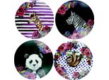 Mikasa Wild At Heart - Set Di 4 Tovagliette Rotonde In Sughero Da 25 Cm, Resistenti Al Calore, Antiscivolo E Lavabili, Con Stampa Animalier De