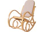 Sedia A Dondolo M41, Poltrona Girevole Poltrona Tv, Legno Massiccio ~ Aspetto Quercia, Tessuto/Tessuto Beige