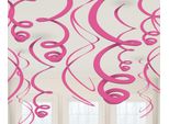 Spirale Appesa Decorazione Festa 12 Pezzi Rosa 56Cm - Taglia Unica