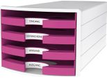 Han 1013-56 Cassettiera Impuls - A4/C4, 4 Cassetti Aperti, Bianco/Rosa