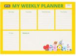 Line Friends BT21, Agenda Settimanale A4 54 Pagine, Carta Decorativa, Staccabile, Bianco/Giallo