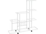 Vidaxl Portafiori Su Rotelle 94,5X25X92,5 Cm Metallo Bianco
