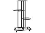 Vidaxl Portafiori A 4 Livelli Con Rotelle 44X23X80 Cm In Ferro Nero