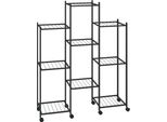 Vidaxl Portafiori Con Rotelle 83X25X103,5 Cm Ferro Nero