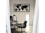 Wallity, Mappa Del Mondo In Metallo 7, Decorazione Da Parete, Nero, Metallo, 121 X 60 Cm