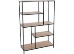 H&S Collection Scaffale In Piedi 4 Ripiani 76X30X116 Cm Naturale E Nero