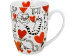 Duo Animals Tazza Classica 360 Ml Cat's World - Hearts Nuova Porcellana Bone China