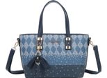 Gallantry, Shopper Da Donna Con Motivo A Rombi E Tipografia Sparsa, Blu