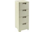 Curver Armadio A 4 Cassetti Cassettiera Per Bagno Rattan Crema 4X14L