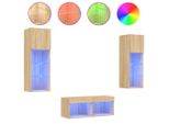 Parete Tv 4 Pezzi Con Luci Led Rovere Sonoma
