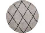 Vidaxl Tappeto Shaggy Pamplona A Pelo Alto Moderno Beige Antracite Ø 120 Cm