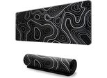 Inf Tappetino Per Mouse Grande - Sottomano Da Scrivania Con Design Topografico Nero M