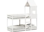 Vidaxl Letto A Castello Con Tetto Bianco 75X190 Cm In Legno Di Pino Massiccio