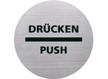 Helit Piktogramm "DršCken/Push"", Durchmesser: 115 M, Silber"