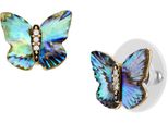 Paar Ohrstecker Fossil "Schmuck Edelstahl Ohrringe Sutton Schmetterling", Bunt (Gelbgoldfarben, Schwarz, Edelstahlfarben, Kristallweiß, Multicolor, Perlmuttfarben, Kristallweiß), Ohrringe, Damen, Edelstahl, Mit Glasstein - Mit Abalone-Perlmutt