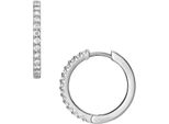 Paar Creolen Fossil "Schmuck Geschenk Edelstahl Ohrringe Ellis", Silber (Edelstahlfarben, Kristallweiß, Kristallweiß), Ohrringe, Damen, 12Mm, Edelstahl, Mit Glasstein