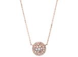 Kette Mit AnhäNger Fossil "Schmuck Edelstahl Vintage Glitz Pearl Disc Pendant", Rosa (RoséGoldfarben, Perlmuttfarben, Kristallweiß), Halsketten, Damen, Edelstahl, L: 47, Mit Glasstein - Mit Perlmutt