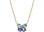 Kette Mit AnhäNger Fossil "Schmuck Geschenk Edelstahl Halskette Sutton Schmetterling", Bunt (Gelbgoldfarben, Schwarz, Kristallweiß, Multicolor, Perlmuttfarben), Halsketten, Damen, Edelstahl, L: 46 B: 1Mm, Mit Glasstein - Mit Abalone-Perlmutt, B:1Mm