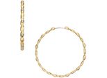 Paar Creolen Fossil "Schmuck Geschenk Edelstahl Ohrringe Sutton", Gold (Gelbgoldfarben, Edelstahlfarben, Kristallweiß, Kristallweiß), Ohrringe, Damen, 44Mm, Edelstahl, Mit Glasstein