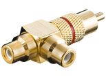 Goobay 11388 Adattatore Rca A Y, Da Spina A Presa 2X, Versione Oro, Rosso, Rosso - Spina Rca > Presa 2X Rca