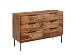 117X80X42 Cm Cassettiera In Legno Massiccio Di Sheesham / Metallo | Wohnling