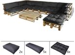 Vidaxl Cuscini Per Divano Pallet 13 Pezzi Nero 120 X 80 X 10 Cm Tessuto