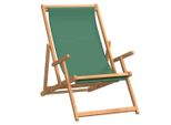 Vidaxl Sedia Da Spiaggia Pieghevole In Legno Massiccio Verde Teak