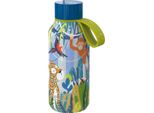 Quokka Solid Kids Con Cinturino - Borraccia Isolante A Doppia Parete In Acciaio Inox, Thermos Portatile Da 330 Ml (Jungle)