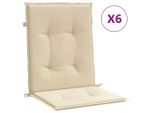 Vidaxl Cuscini Per Sedie Da Giardino Per Schienale Basso 6 Pz. Beige 100X50X3 Cm