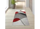 Tappeto Moderno Da Salotto Astratto In Rosso Grigio Nero Dimensioni - 80 X 300 Cm