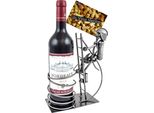 Brubaker Portabottiglie Da Vino Portabottiglie Pompiere Su Scala Oggetto Decorativo In Metallo Con Biglietto D'auguri Per Regalo Vino