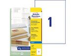 Avery - Klar - A4 (210 X 297 Mm) 25 Etikett(En) (25 Bogen X 1) Transparente Adressenetiketten