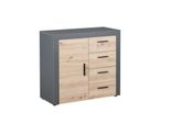 Cassettiera Inter Linkcorbeto 1 Anta 4 Cassetti Antracite, Riproduzione Rovere Artisan