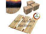 Floranica Piastrelle In Legno 30 X 30 Cm 56 Pz./ 5 M² Non Trattato Pavimentazione Da Esterno Per Giardino, Terrazze E Balconi