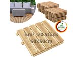 Floranica Piastrelle In Legno 50 X 50 Cm 20 Pz./ 5 M² Non Trattato Pavimentazione Da Esterno Per Giardino, Terrazze E Balconi